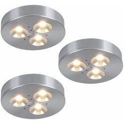 3er Set led Möbel Einbau Strahler Aufbau Decken Leuchten Alu gebürstet Paulmann 935.46