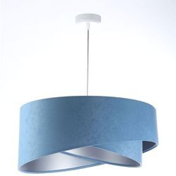 Licht-erlebnisse - Hängeleuchte Stoff rund d: 50 cm h: max. 102 cm in Weiß Blau Silber E27 Modern Pendelleuchte