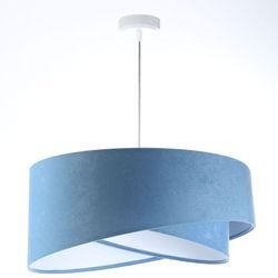 Hängeleuchte Stoff d: 50 cm h: max. 102 cm Weiß Blau E27 rund Modern Hängelampe