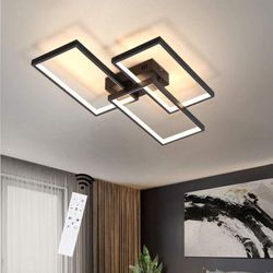 Gbly - Deckenlampe led Deckenleuchte dimmbar mit Fernbedienung 63W Schwarze Wohnzimmerlampe aus Metall Modern-Design für Schlafzimmer Esszimmer