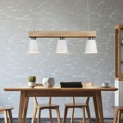 Pendelleuchte Esstisch Holz Hängelampe 3 Flammig Warmweiß Vintage Höhenverstellbar Esstischlampe Hängend für Esszimmer Wohnzimmer Büro Schlafzimmer