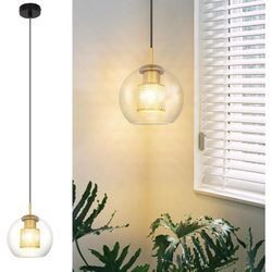 Gbly - Pendelleuchte Esstisch Hängelampe Glas - 1 Flammig E27 Hängeleuchte Schwarz Gold Pendellampe Glaskugel Modern Esszimmerlampe für Wohnzimmer