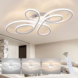 Deckenlampe led Deckenleuchte Dimmbar - Wohnzimmerlampe Groß 100cm Wohnzimmer 90W Modern Weiß Schlafzimmerlampe Schlafzimmer mit Fernbedienung Design