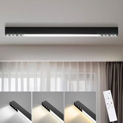 Deckenlampe led Deckenleuchte Wohnzimmer - 25W Wohnzimmerlampe Schwarz Modern Büro Deckenbeleuchtung 80CM Lang Schlafzimmerlampe Panel Dimmbar mit