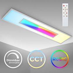 B.k.licht - led Deckenlampe Panel flach 119x29cm Fernbedienung dimmbar rgb-w silber 38W Büro: Silber/Grau