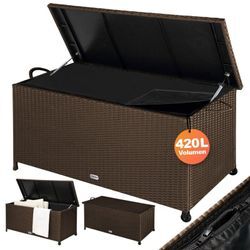 Casaria - Gartenbox Auflagenbox mit Rollen 420L Stauraum UV-beständig Handgriffe Gasdruckfeder Wetterfest 122x56cm Garten Balkon Aufbewahrungsbox