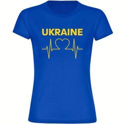 multifanshop Damen T-Shirt - Ukraine - Herzschlag - Druck gelb - Frauen