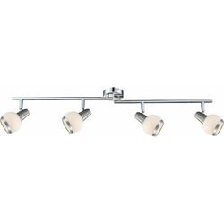 Deckenlampe Deckenleuchte Spotleuchte Wohnzimmerlampe Esszimmerleuchte, 4 Flammig Spots beweglich, Chrom Glas Nickel matt, led 3W 300Lm warmweiß, LxH