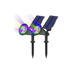 Jusch - Solar-Gartenleuchten, 2er-Pack, 7 LED-Solarstrahler, Solar-Gartenleuchten, für den Außenbereich, 2-in-1, wasserdicht, kabellos, 7