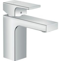 Waschtischarmatur HANSGROHE "Vernis Shape", silber (chrom), H:14,8cm T:13,2cm, Armaturen, 10cm, mit isolierter Wasserführung + Metall Zugstangen-Ablaufgarnitur