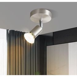 Led Deckenstrahler 1 Flammig Wand - Deckenleuchte Modern Deckenlampe GU10 Deckenspot Schwenkbar 330°Drehbar Wandstrahler Spot Edelstahl Decke