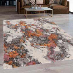 Hochflor-Teppich PACO HOME "Vincenza 281", bunt (mehrfarbig), B:200cm H:34mm L:280cm, Polyester, Teppiche, samtweich und kuschelig, modernes Design, Used Look