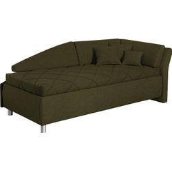 Schlafsofa ALINA "Lindsay", grün (olivgrau tmd 3), B:223cm H:80cm T:102cm, Struktur TMD (100% Polyester), Sofas, Bettkasten, Zierkissen-Set aus: 2 Stk. 40x40cm, 1 Stk. 30x30cm