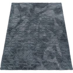 Hochflor-Teppich PACO HOME "Arnheim 745", grau (anthrazit), B:200cm H:26mm L:280cm, Polyester, Teppiche, Uni Farben, modernes geometrisches Design, besonders weich