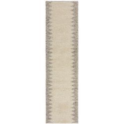 Teppich FLAIR RUGS "Minerals Border", beige (natur), B:60cm H:3mm L:230cm, Kunstfaser, Wolle, Teppiche, Mineralien-Wollteppich mit Bordüre