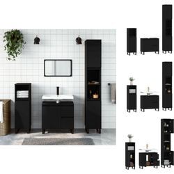 Vidaxl - Badezimmermöbel-Sets - Living 3-tlg. Badmöbel-Set Schwarz Holzwerkstoff - Schwarz