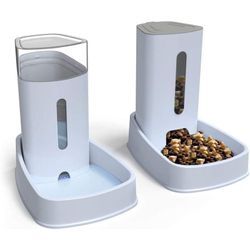 Trockenfutter-/Wasserspender, automatischer Brunnen – 3,8 l x 2 Stück – Futter für Hunde/Katzen/Kroketten, Futterspender und Trinker, Zubehör für