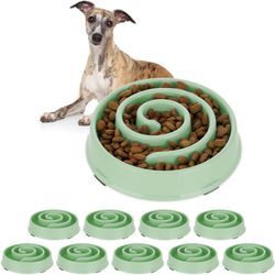 10 x Anti Schling Napf, Futternapf für Hunde, 600 ml, langsames Fressen, Hundenapf spülmaschinenfest, Fressnapf, grün