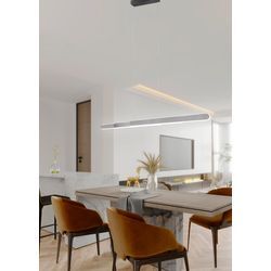 LED Pendelleuchte TRIO LEUCHTEN "HELIOS, ausziehbare Hängelampe mit 3 Elementen 5800 Lumen CCT" Lampen Gr. 1 flammig, H: 150,0cm,, grau (aluminiumfarben) 2700-6500K, Touch Dimmer 4 Stufen, höhenverstellbar up and down Licht