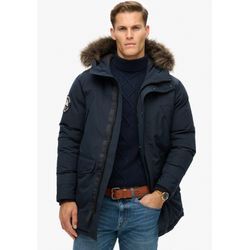 Parka SUPERDRY "EVEREST FAUX FUR PARKA JACKET", Herren, Gr. XL, blau (eclipse navy), Web, Obermaterial: 100% Polyester, unifarben, modisch, loose fit, Jacken