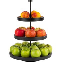 Etagere APS "Frida", braun (braun, schwarz), B:32cm H:43cm L:32cm Ø:32cm, Metall, Melamin, Servierplatten, vielseitige Nutzung möglich, 3-stufig