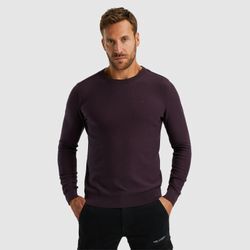 Strickpullover PME LEGEND, Herren, Gr. L, lila (plum perfect), Strick, Obermaterial: 100% Baumwolle, unifarben, casual, regular fit taillenbedeckt, Rundhals, Langarm Rippbündchen, Pullover, mit Logostickerei