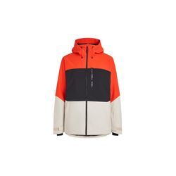 Skijacke O'NEILL "CARBONITE SNOW JACKET", Herren, Gr. L, bunt (paprika flame colour block), Stoff, Obermaterial: 100% Polyester, colorblocking, sportlich, Langarm, Jacken