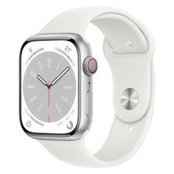 Apple Watch Series 8 (2022) GPS + Cellular 45 mm - Aluminium Silber - Sportarmband Weiß