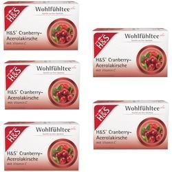 H&S Wohlfühltee Cranberry-Acerolakirsche mit Vitamin C 5er Set