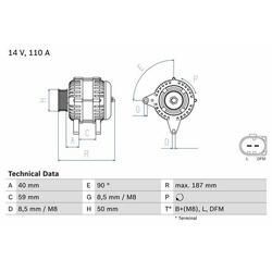 BOSCH Generator 14V 110A für SKODA VW SEAT AUDI 036903024J 036903018B 036903024H 0 986 046 070