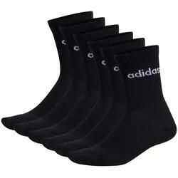 adidas Unisex Socken, 6er Pack - Linear Crew Cushioned, Logo, gepolstert, einfarbig Schwarz-40-42