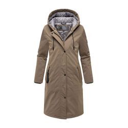 Winterjacke MARIKOO "Ledalaa", Damen, Gr. L, grau (stone braun), Obermaterial: 55% Polyester, 45% Nylon; Innenmaterial: 100% Polyester;Futter&Wattierung: 100% Polyester, Jacken, mit großer Kapuze