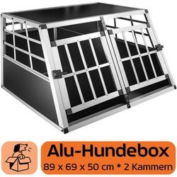 Petigi - Hundebox Hundetransportbox Auto Alu Hunde Transportbox Aluminium Kofferraum Transport Box für Hund Dog Autobox 89 x 69 x 50 cm Haustier Käfig