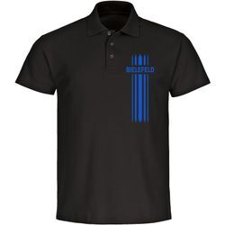 multifanshop® Poloshirt - Bielefeld - Streifen - Druck blau