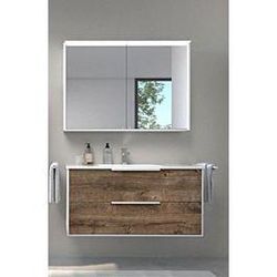 Artiqua Serie 774 Badmöbel-Block mit LED-Spiegelschrank 774B2281MSMS3 80cm, mit Waschtisch und Unterschrank, Griff H3 Schwarz Matt Schwarz Matt