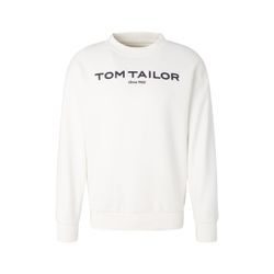 TOM TAILOR Herren Sweatshirt mit Logoprint, weiß, Logo Print, Gr. XL