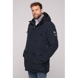 Langjacke CAMP DAVID, Herren, Gr. 4XL, blau, Material: 55% Baumwolle, 45% Polyamid, Futter unten + Kapuze Innenseite: 100% Polyamid, Futter Vorderteil oben + Ärmel: 100% Polyester, Futter Rückenteil oben: 94% Polyester, 6% Elasthan, Füllung: 100% Polyester, bedruckt, bestickt, casual, lässig geschnitten lang, Langarm eingesetzt Windstopperbündchen, Jacken, mit Windbreaker-Bündchen