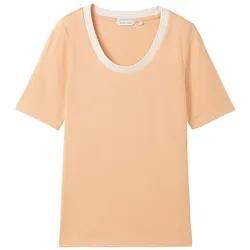 TOM TAILOR Damen Gestreiftes T-Shirt mit Bio-Baumwolle, orange, Gr. XL