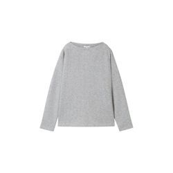 TOM TAILOR Damen Geripptes Sweatshirt, grau, Meliert, Gr. XXL