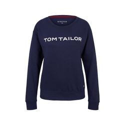 TOM TAILOR Damen Loungewear Sweatshirt, blau, Print, Gr. 34