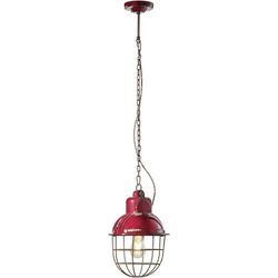 Licht-erlebnisse - Hängelampe Metall Keramik E27 rund ø 26 cm h: max. 115 cm Bordeaux Shabby Antik Rostbraun Vintage