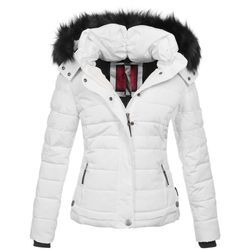 Steppjacke NAVAHOO "Chloe" Gr. M (38), weiß Damen Jacken hochwertige Winterjacke mit abnehmbarer Kapuze