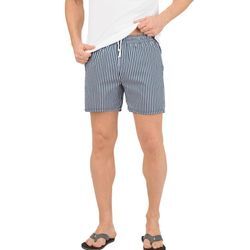 Shorts TRIGEMA "TRIGEMA Bade-/Freizeitshorts mit Druckmotiv" Gr. L, US-Größen, blau (navy), Herren, 50% Baumwolle, 50% Polyamid, Hosen