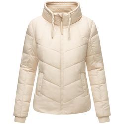 Steppjacke NAVAHOO "Liebesfee 14", Damen, Gr. L (40), beige (cream), Obermaterial: 100% Polyester (recycelt), Futter: 100% Polyester (recycelt), Ärmelfutter: 100% Polyester (recycelt), Wattierung: 100% Polyester (recycelt), modisch, figurumspielend hüftbedeckend, hoch geschlossener Ausschnitt, Langarm Ärmel ohne Ärmelschlitz Rippstrickbündchen, Jacken, gesteppte Damen Übergangsjacke mit wattiertem