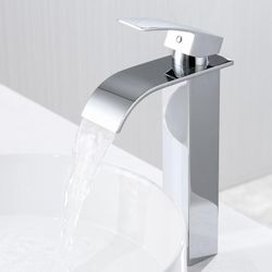 Auralum Waschtischarmatur Hoch Wasserfall Wasserhahn Bad Waschbecken Armatur Einhebelmischer Badarmatur Mischbatterie für Badezimmer