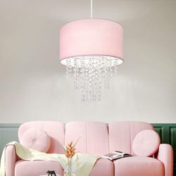 Pendelleuchte Esstisch Hängelampe Schlafzimmer - Hängeleuchte E27 Kristall Stoff Esstischlampe Hängend Modern Esszimmerlampe Esszimmer Rosa