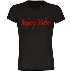 multifanshop Damen T-Shirt - Augsburg - Augsburger Mädchen - Druck rot - Frauen