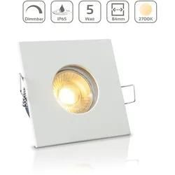 Einbauspot IP65 eckig - Abdeckring: weiß - LED Leuchtmittel: GU10 5W warmweiß ...