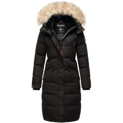 MARIKOO Damen langer Winterjacke Stepp Parka mit abnehmbarer Kapuze Schneesternchen