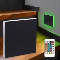 LED Treppenleuchte eckig schwarz - Lichtfarbe: RGB+CCT 2W - Lichtaustritt: Linea